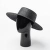 Spring and Summer New Simple Light Board Black Straw Straw Flat Top Hat Sun Protection Sunshade Travel Flat Straw Hat