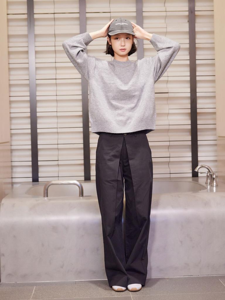 AYIHOLIC CASHMERE Back Slit Raglan Round Knit
