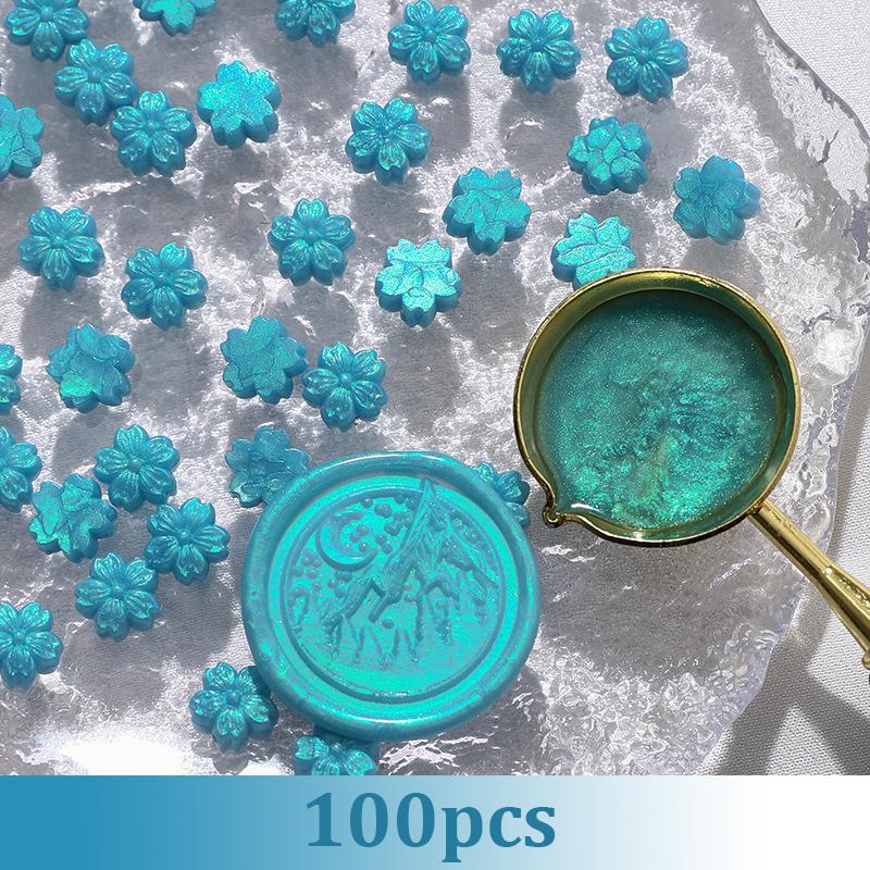 100pcs Aurora Cherry Blossom Fiery Lacquer Wax Pellets, Fiery Lacquer Stamp Sealing Wax Aurora Polarized Gold Sealing Wax