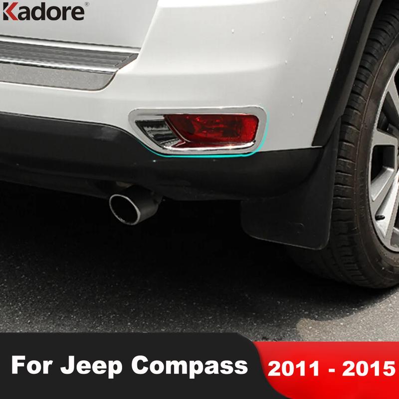 Rear Fog Light Lamp Cover Trim For Jeep Compass 2011 2012 2013 2014 2015 Chrome Car Tail Foglight Bezel Trims Accessories