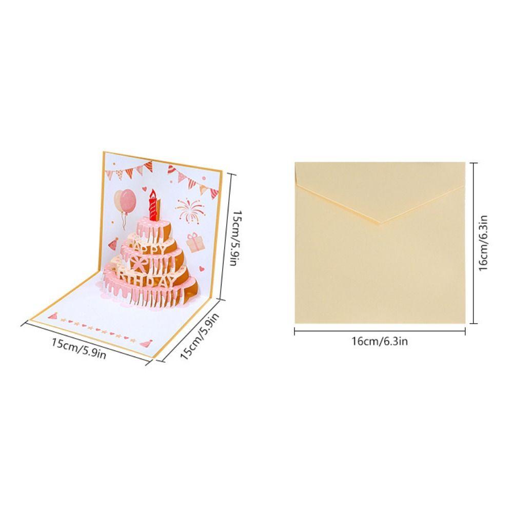 Alles Gute zum Geburtstag 3D Musik Leuchtende Karten mit Umschlag Musik Licht Leuchtender Kuchen Grußkarte Faltbare Pop-Up Geburtstagskarten