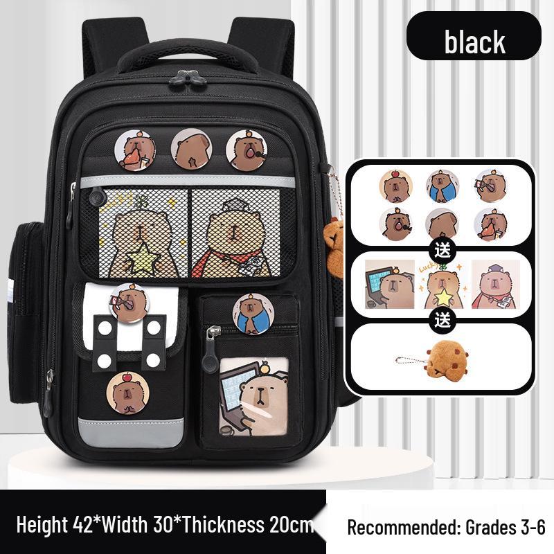 Large Capacity Capybara Cartoon Backpack - Water-Repellent School Bag for Kids