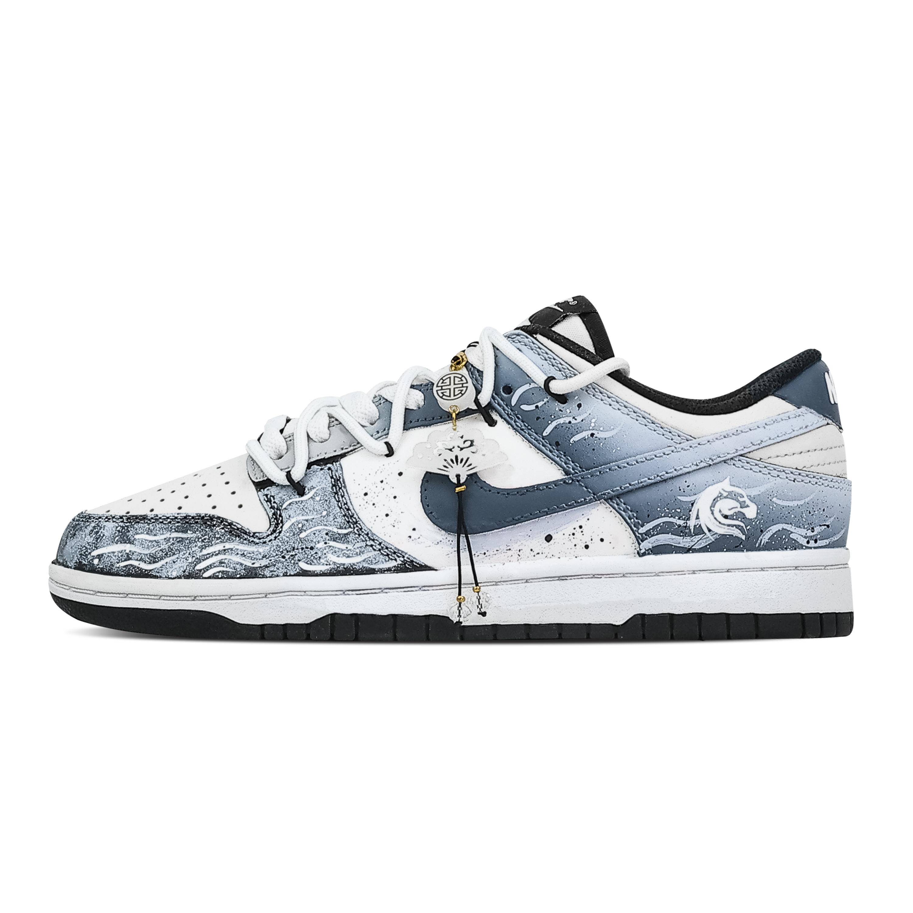 

Nike Dunk Horse Step Floating Light Slip Resistant Abrasion Resistant Low top Skateboard Shoes Unisex Black Blue HF5441-100(Team773-) 45