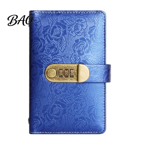 Security Cash Binder A6 Password Lock Budget Organizer, PU Leather And Relief Cover, Savings Tracker 100 Pocket Challenge Booklet for Personal Finance