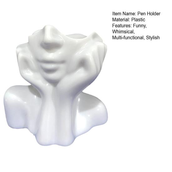 Face Shaped Makeup Brush Holder Organizer Female Form Head Half Body Cosmetic Tools Storage Cup Abstract Art Desk Pen Holder for Home Office Decor