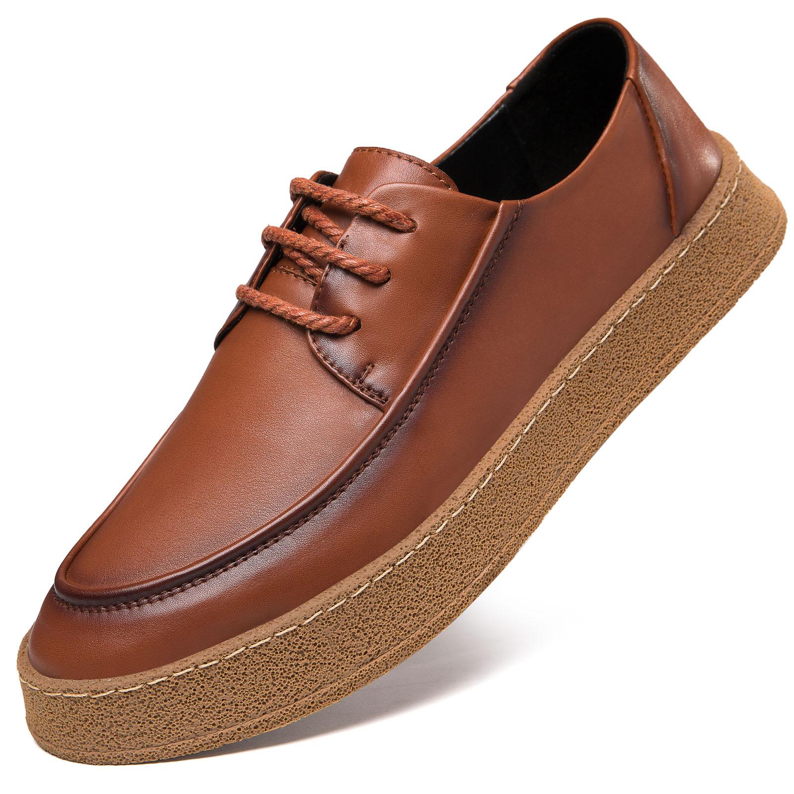 

FashionMen s Llaofers Summer Fashion Men Shoes Breathable Business Casual Shoes Versatile Trend Genuine Leather Brown Mens Shoes 44 коричневый