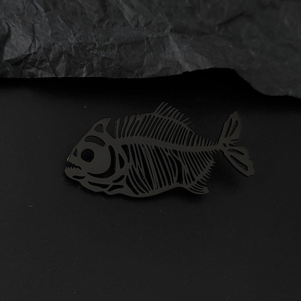 Elegant Stainless Steel Brooch Plated Corsage Pin Hollow Fish Bone Brooch  Clothes Accessories