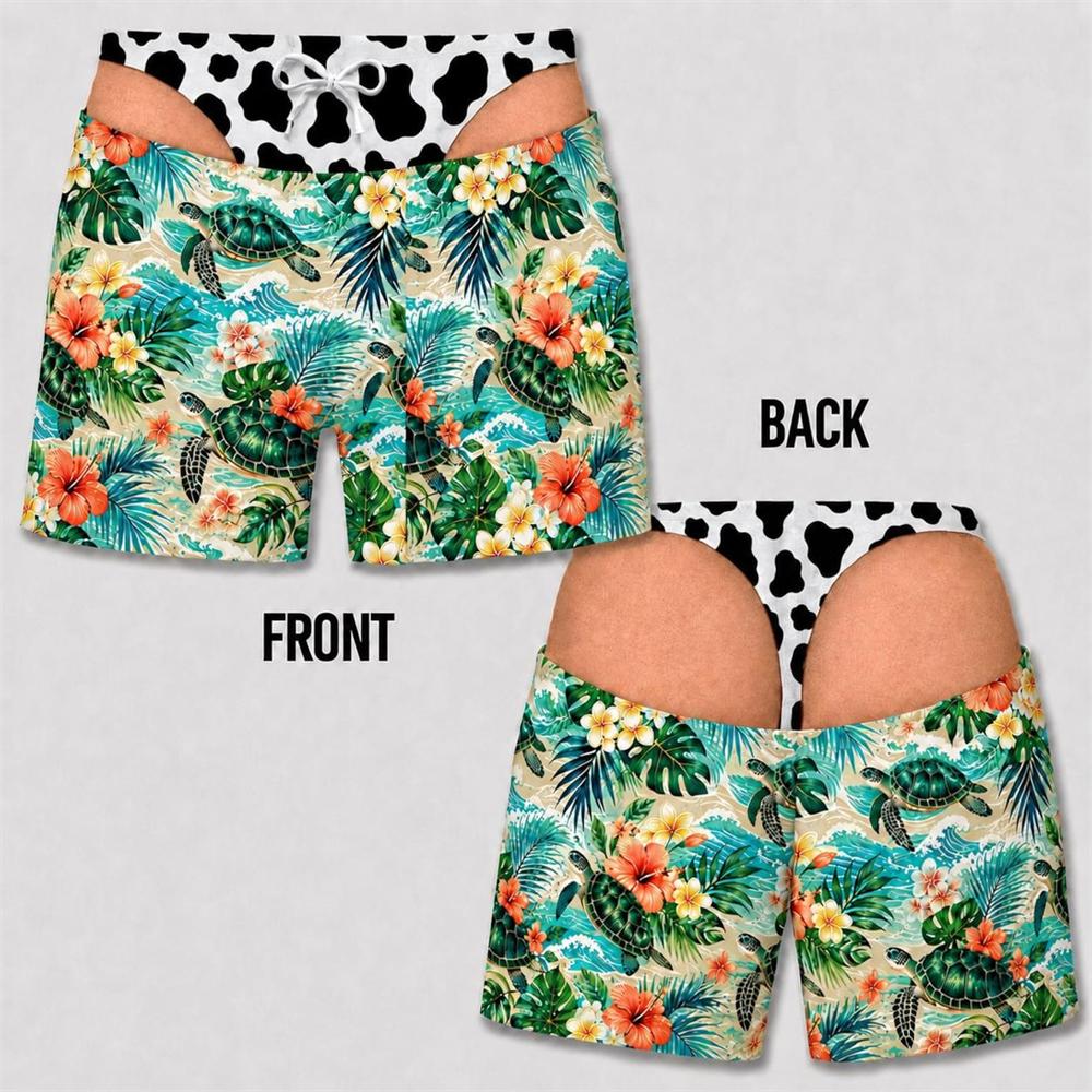 Fun 3D Print Leopard Print Hawaii Floral Swim Trunks For Men Summer Sea Beach Casual Beach Party Essentials Viral Board Short