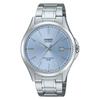 Casio MTS-115D-2A2 Analog Quartz Watch Silver Light Blue Stainless Steel Band