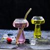 Pilz-Cocktailglas mit Strohhalm für Getränke, Bier, kreative klare Weingläser, Kaffeetassen, Trinkgeschirr, Bar-Tool
