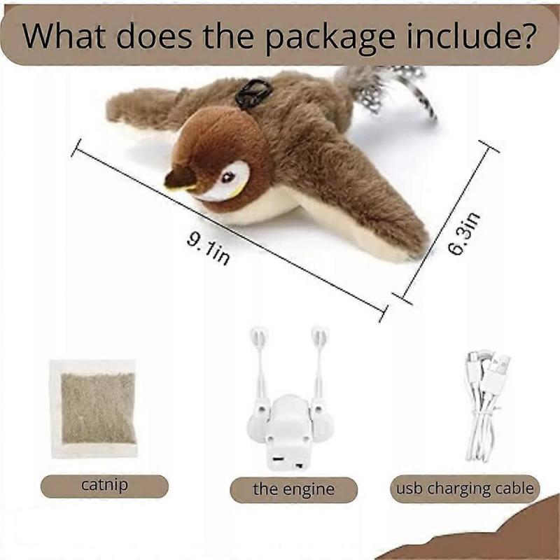  Electronic Interactive Flying Bird Cat Toy Hanging Pet Flapping Sparrow Flappy Perry Bird Cat Toy, Interactive Cat Toy