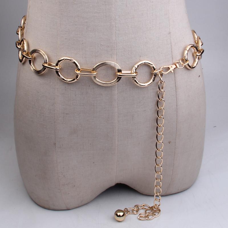 Metal Waist Chain Women'S Simple Wind Circle Decorative Ring Chain With Dress Belt