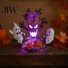 Creative Gothic Style Night Lamp Animated Seesaw Ghost Light, USB Powered 3D Cute LED Small Light for Hallway with Spooky Tree And Pumpkin Design,
