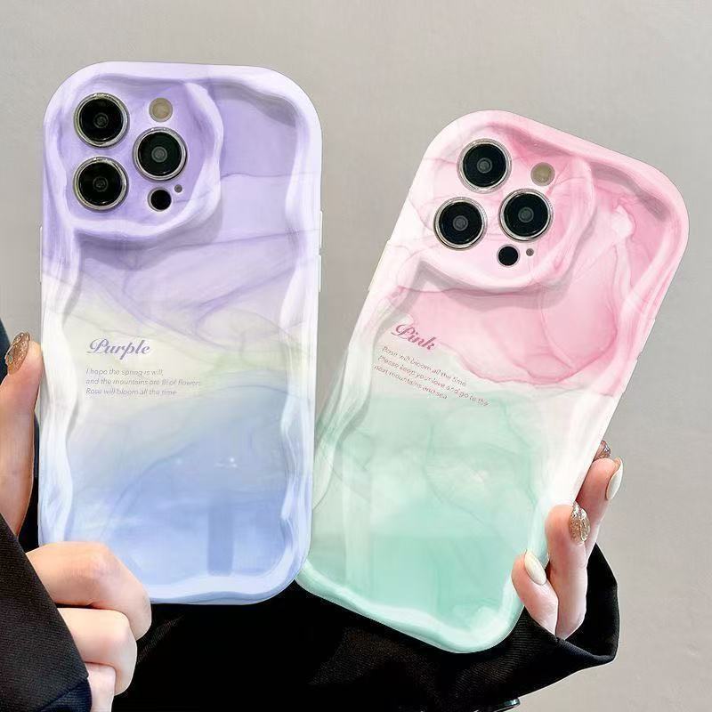 Purple Smudge Is Suitable for Iphone16promax Mobile Phone Case Apple 15 Anti-drop 14 Pro Japan and Korea 13/12 Women 11