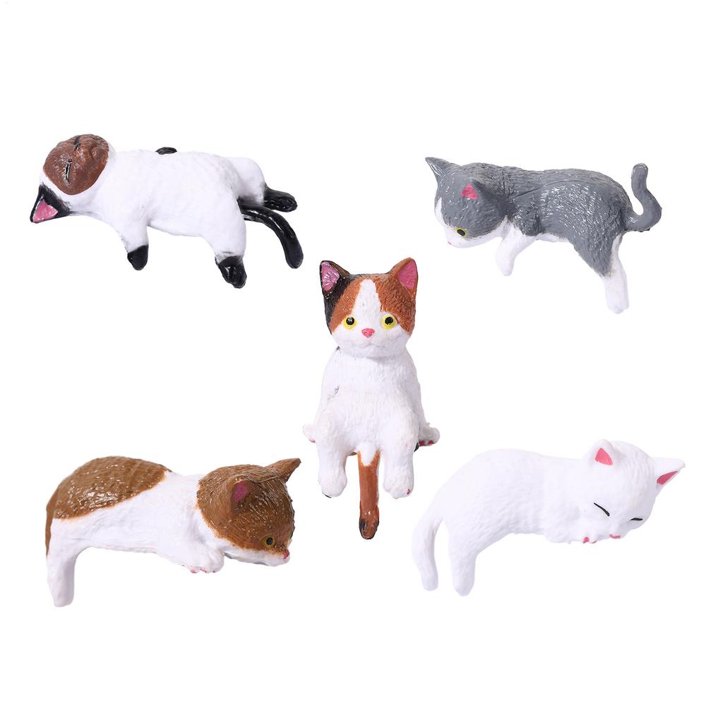 5pcs Small Cat Figurines Small Cute Animal Car Ornament Kitten Car Interior Decorations For Desk Shelf Living Room office