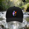1pcs Blue Smiling Flame Girl Baseball Cap with Smiling Flame & Girl - Adjustable Lightweight Suitable for Travel, Parties, Birth