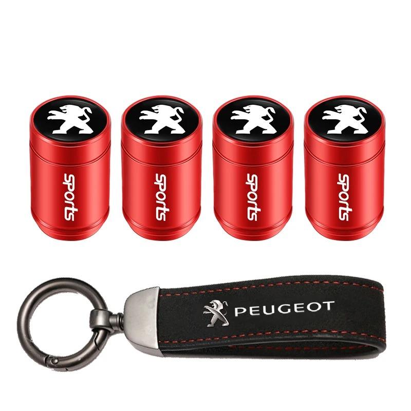 Car Tire Wheel Valve Caps Cover Suede Car Key Chain Ring Keychain for Peugeot 3008 5008 208 308 508 2008 408X 108