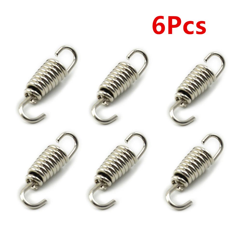 6 Pcs Rotatable Motorcycles 43mm Stainless Steel Exhaust Mounting Spring Silver