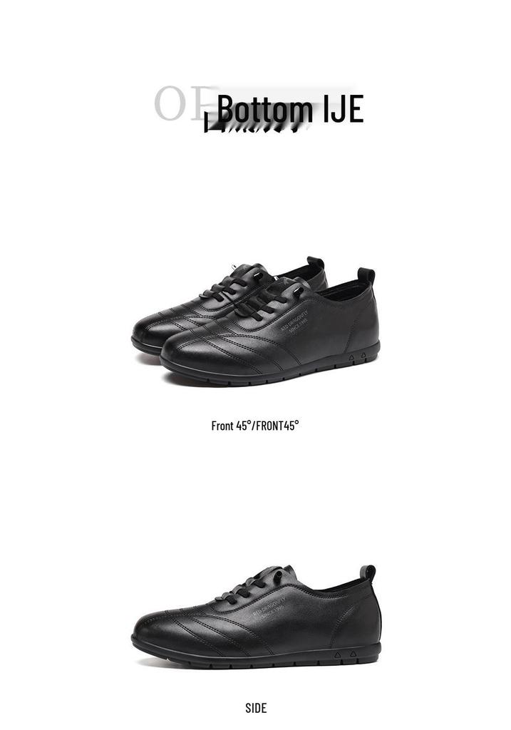 Red Dragonfly Men's Waterproof Black Leather Casual Sports Shoes, Non-Slip, Soft Sole for All Seasons