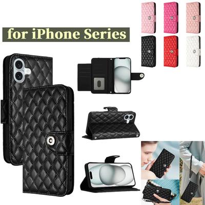 Etui portfelowe na nadgarstek ze skóry PU w 6 kolorach z wzorem w kratkę, do telefonów iPhone 6s 6Plus 7 8 7Plus 8Plus X Xs XR 11 12 13 14 15 16.