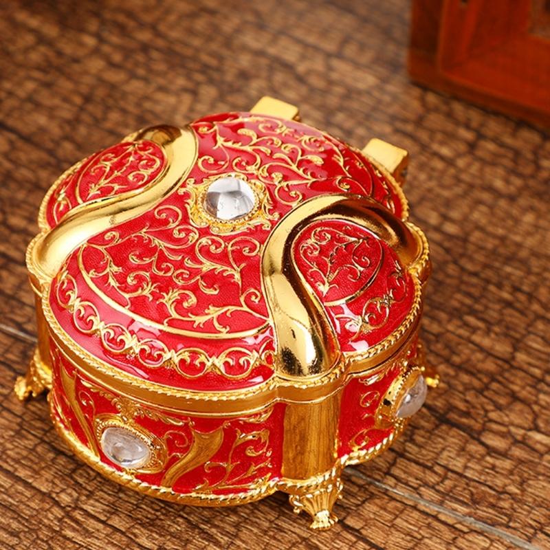Decorative Enameled Metal Keepsakes Container For Home Office Organization Artistic Display Case Desk Organiser