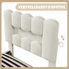 Upholstered Bed, 90 X 200 Cm, Without Mattress, LED Lighting, with Hydraulic Lift, Adjustable Headboard, Velvet, Beige