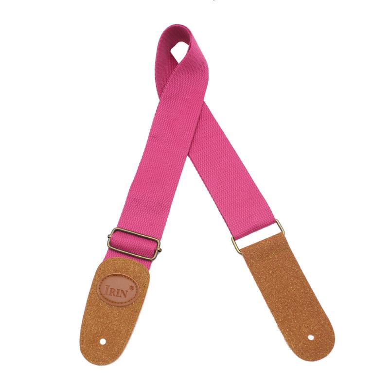 

Adjustable Guitar Belt Woven Cotton Guitar Strap with Leather Ends for Electric Acoustic Folk Guitar рожевий червоний колір