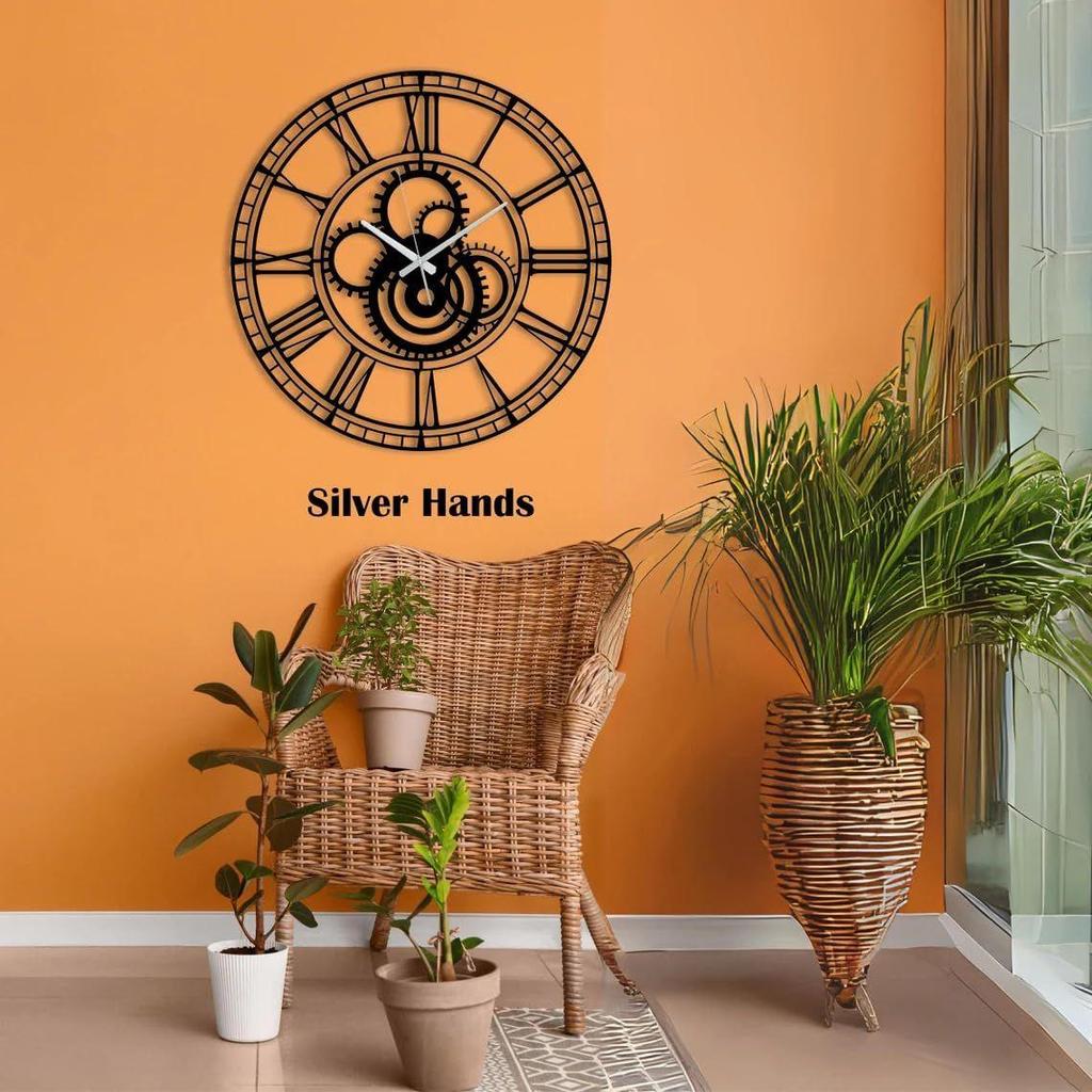 Stylish Metal Analog Wall Clock for Living Room, Bedroom,Kitchen, Home and Hall | Antique Fancy Big Size Modern Wall Watch for Home Decor (60CM)