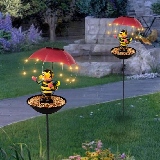 Solar Bird Feeder Frog Garden Decor Drain Holes Design Weather-Resistant