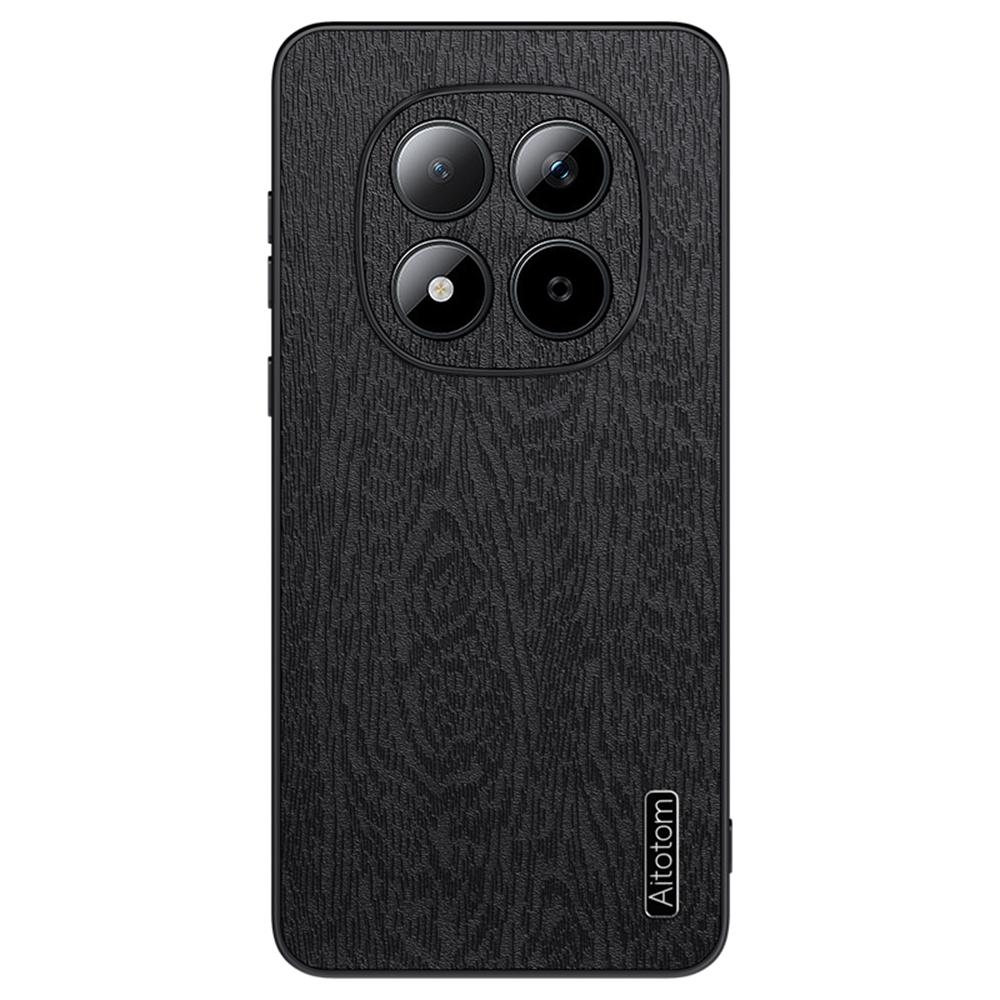 For Xiaomi Redmi Note 15 Pro+ 5G Case Wood Texture PU Leather Coated PC TPU Phone Cover