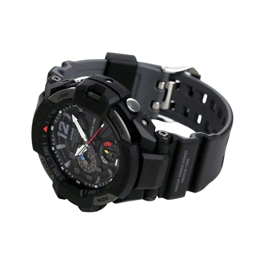 Casio G-Shock Serie Aviazione Moda Retro Classico Lancette Doppio Display 3D Sportivo Impermeabile Orologio al Quarzo Orologi da Uomo Nero GA-1100-1A1
