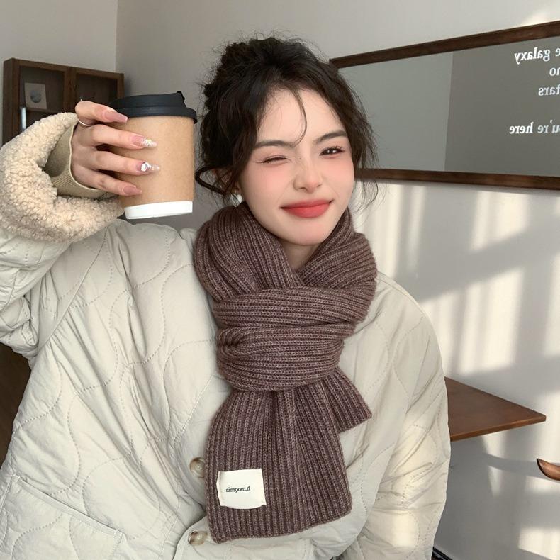 Gestrickter Schal im koreanischen Stil: Gemütlicher Winter-Nackenschal für Damen & Herren, einfarbig, warm & vielseitig.