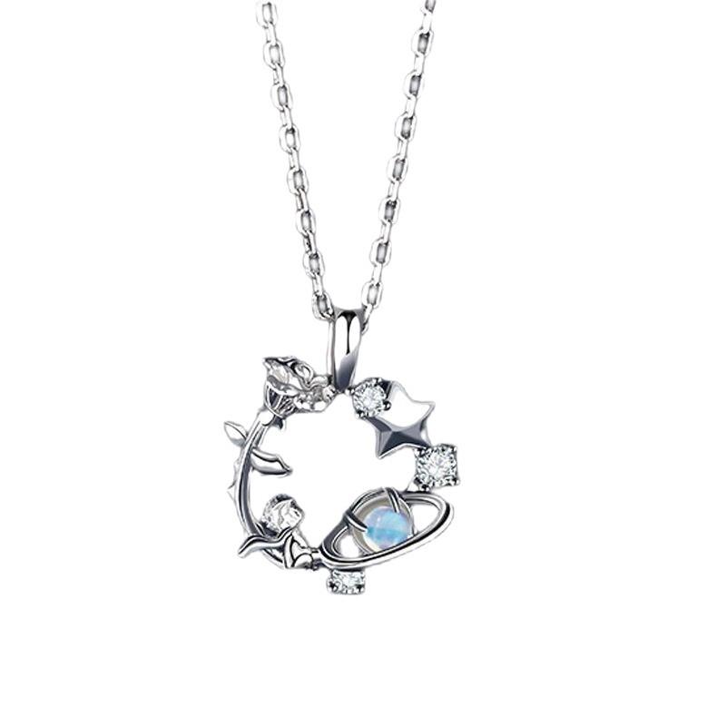 The Little Prince Rose Necklace: Women's Luxurious, Non-fading Dreamy Planet Pendant - 2024 Trendy Accessory