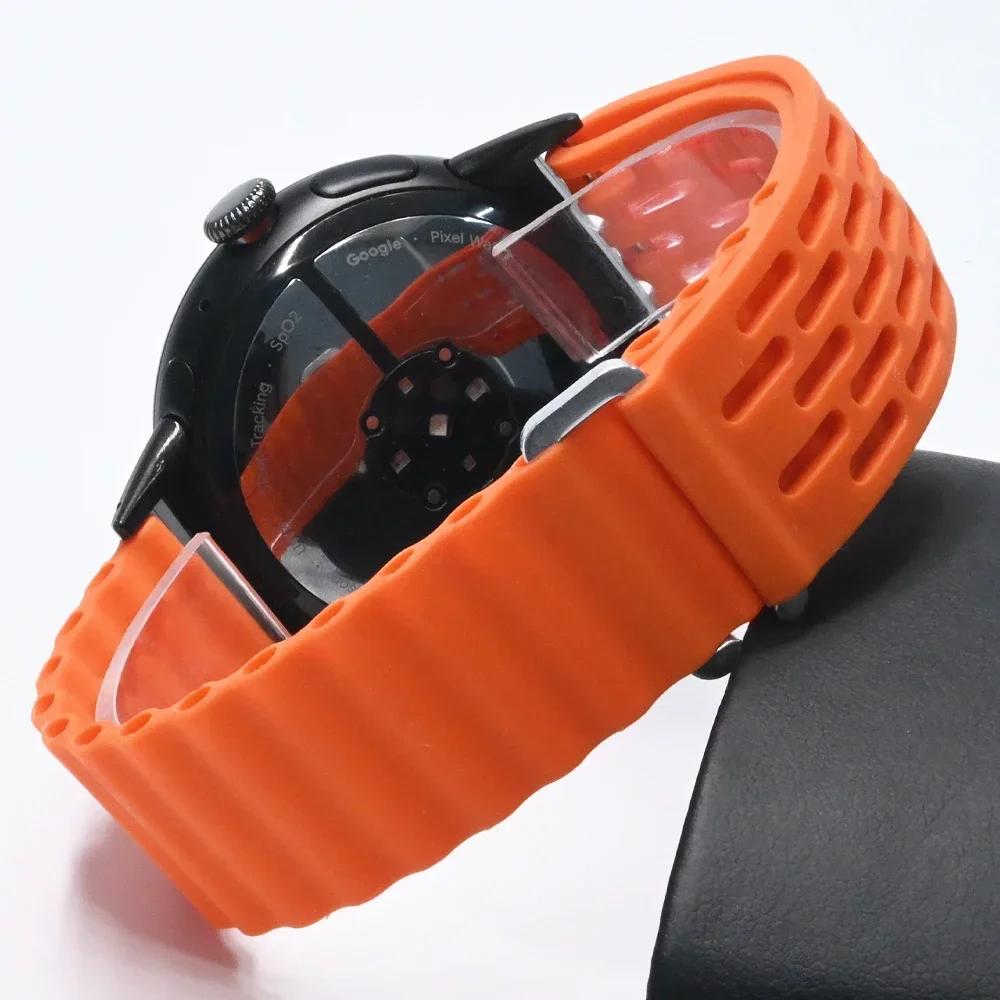 Soft Silicone Loop Strap for Google Pixel Watch 3 45mm Ocean Sports Band for Google Pixel Watch 3 45mm Men Breathable Bracelet