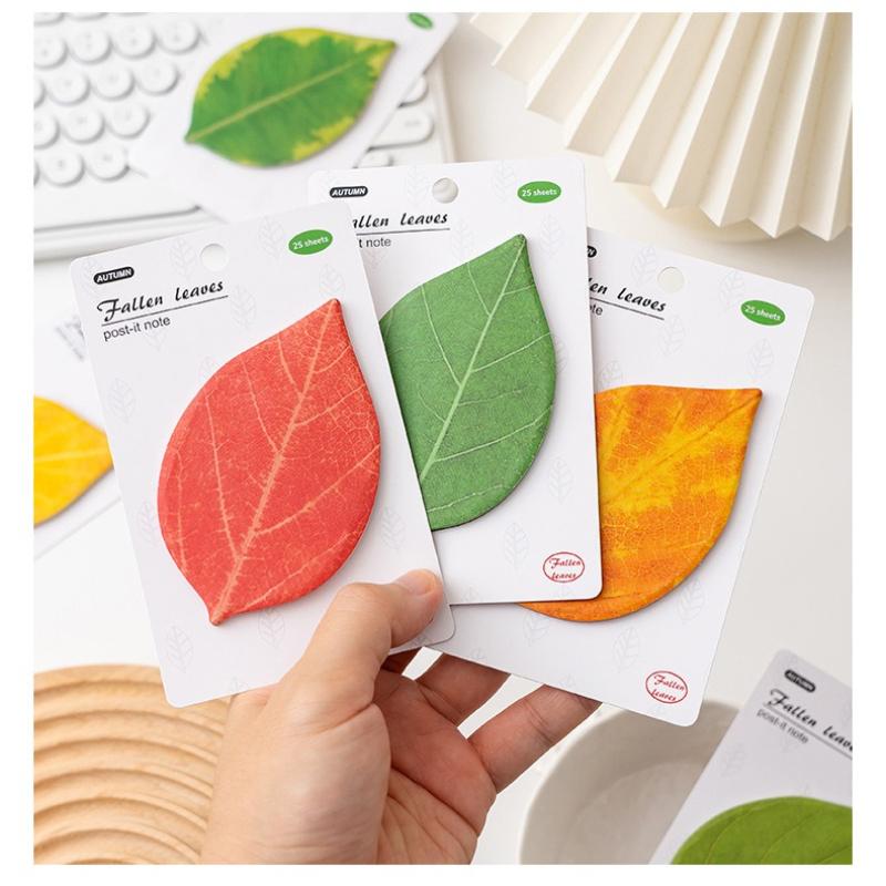 Special Shaped Sticky Notes Cross Border Leaf N Time Stickers with High Grade Sense and Strong Stickiness Leaf Memo Message