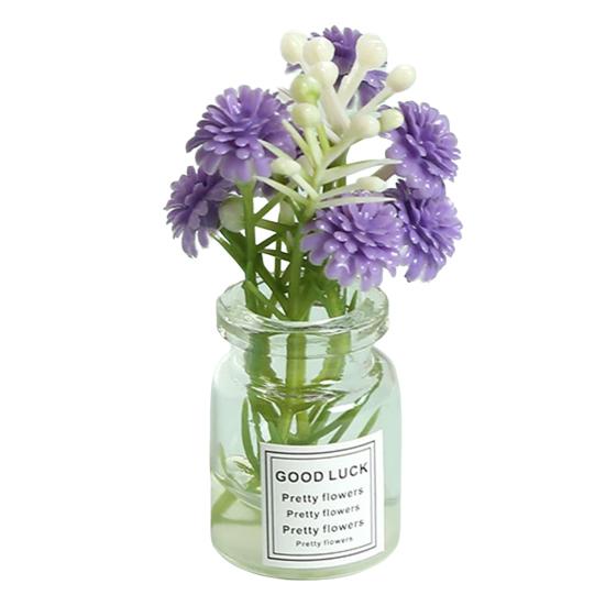 

Miniature Resin Flowers in Vase Set Dollhouse Decor with Realistic Details фиолетовый
