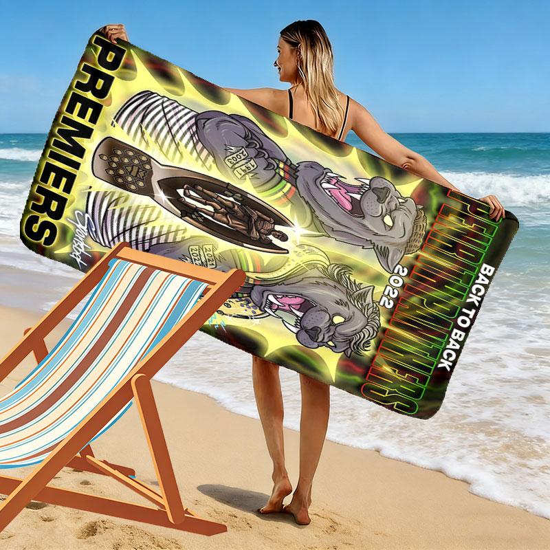 Penrith Panthers Charge Print Beach Towel, Large Soft Quick Dry Towel for Beach Camping Swimming