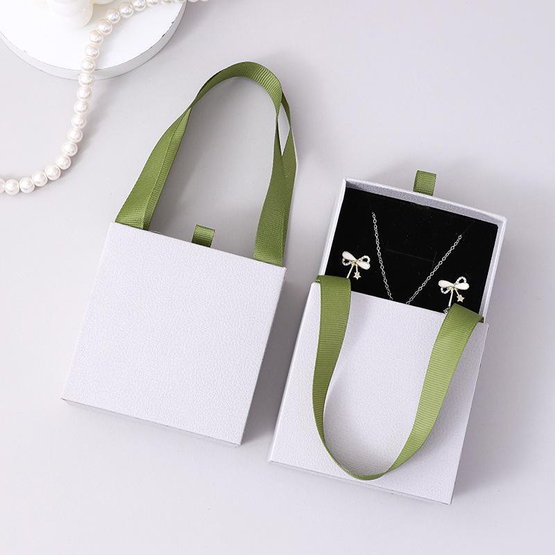 Portable Jewelry Packaging Box Earrings Necklace Ring Pendant Storage Organizer Case Wedding Gift Box Paper Drawer Jewelry Box