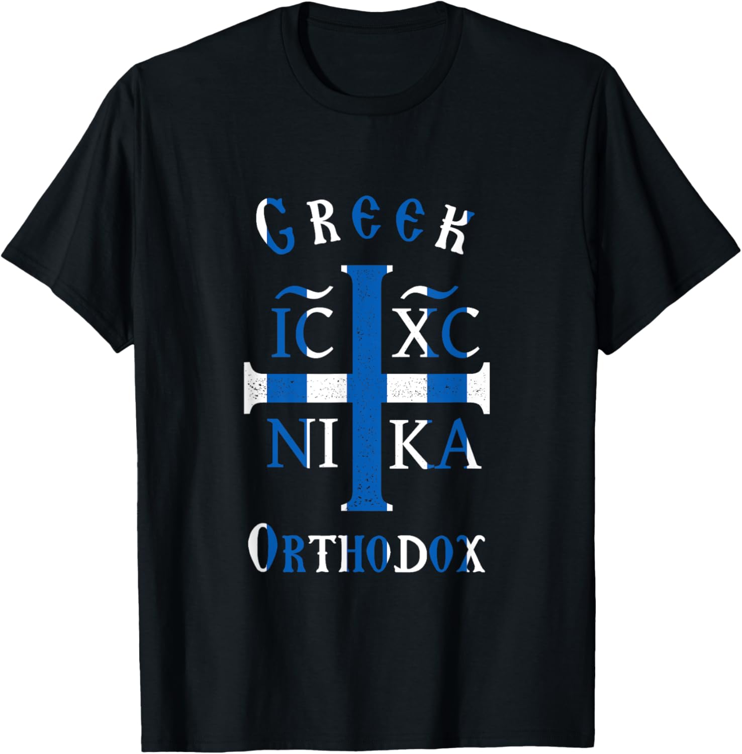 Greek Flag Orthodox Christian IC XC NI KA Christogram TShirt Short Sleeve Casual 100 Cotton Shirt S