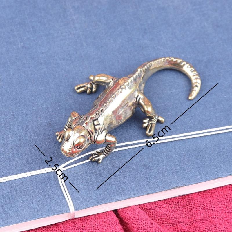 Antique Bronze Tropical Desert Animal Lizard Statue Retro Brass Chameleon Figures Ornaments Desk Decorations