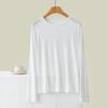 Women's Crew Neck Long Sleeve Tee Slim Fit Commuter Casual Top Solid Rayon Spandex Summer Undershirt Basic Layering Shirt