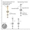 Right Grand ASTM F136 Titanium 14G Dangle CZ Gems Belly Button Ring Cubic Zirconia Drop Pendant Navel Nail Body Piercing Jewelry