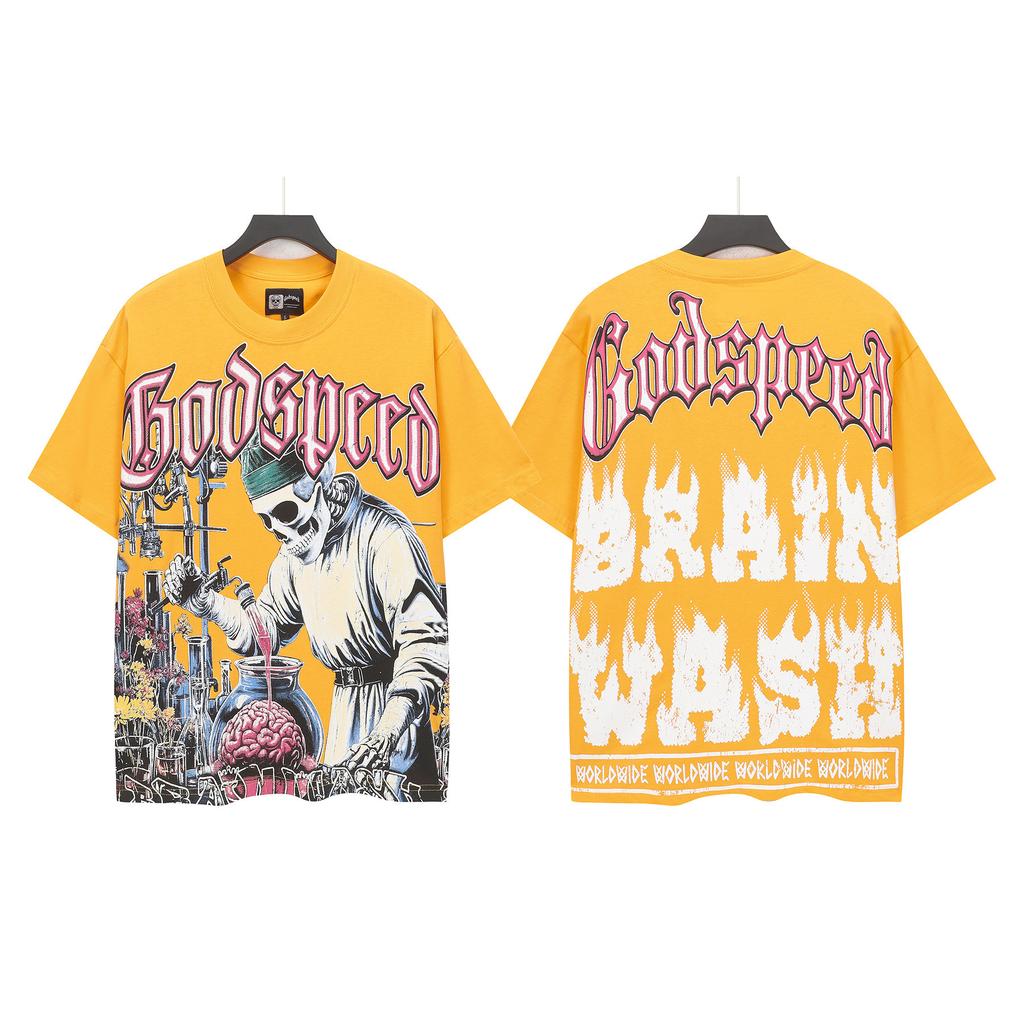 Summer New Trend Rock Street Hip Hop Retro Print Comfortable Versatile Casual T-shirt
