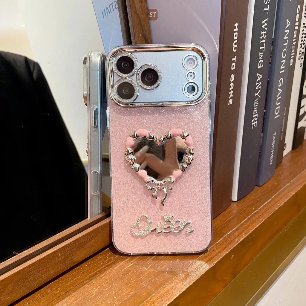 Love Nectarine 3D Makeup Mirror compatible for iPhone 16 Pro Max phone case for 15 Pro Soft-edged 14 Plus 17 promax Cover