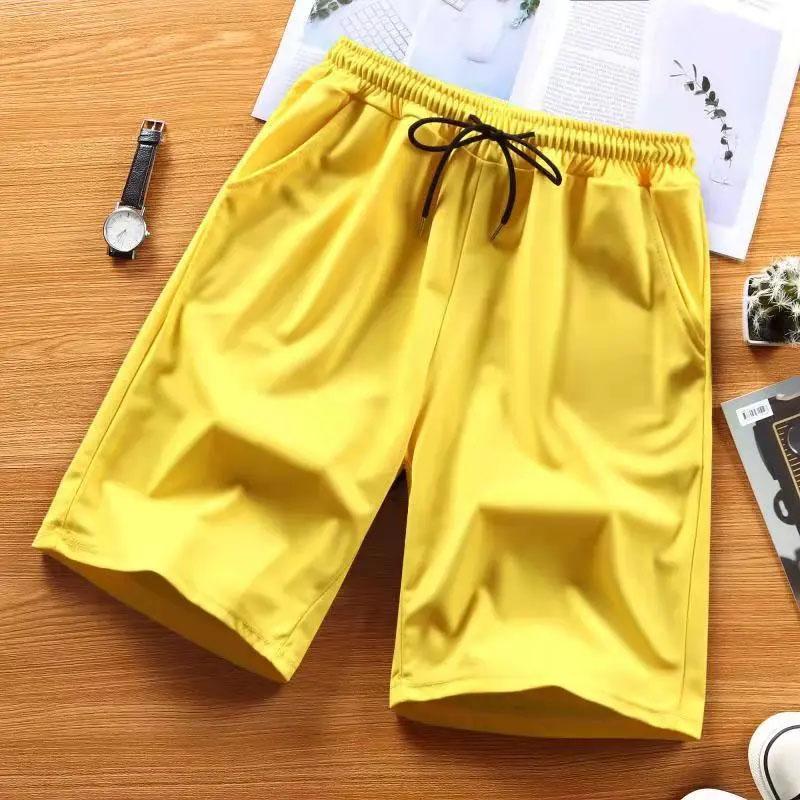 Men's Five-point Pants Summer Thin Breathable Shorts Wear Fashion Sports Beach Casual Pants Solid Color Comfortable Straight Micro-elastic Shorts