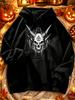 Men'S Hoodie, Halloween, Goat Skull Geometric Design, Pullover Sweatshirt, Gothic Streetwear, Autumn Winter Party Wear, Front Graphic Print with Hood