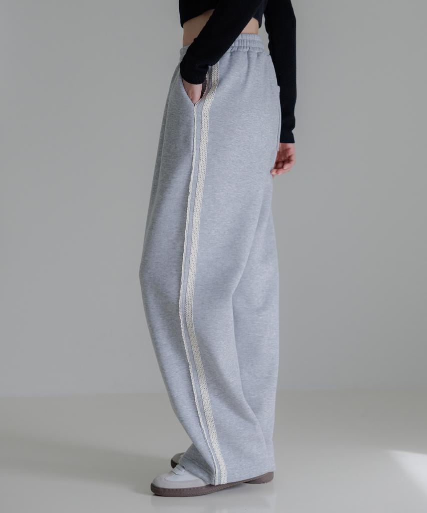 KITTY POTTERY Lace Line Tape Sweatpants Melange Grey