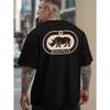 European Size Rhino Logo Summer Outdoor Sports And Casual Oversized Short-Sleeve Tees, Trendy Men'S Fashion Prints, Relaxed Fit Base Shirts