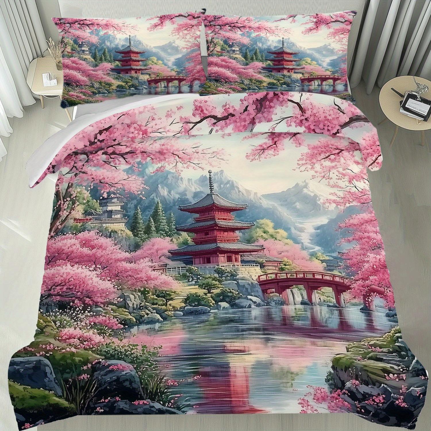 

Japanese Style Bedding Set Soft Polyester Duvet Cover Set Quilt Cover With Pillowcase For Bedroom Decor Birthday Gift For Girls EU Single135x200cm