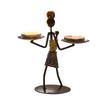 Modern Minimalists Sculpture Candle Stand African Tribal Lady Iron Figure Tealight Candle Holders For Romantics Dinners